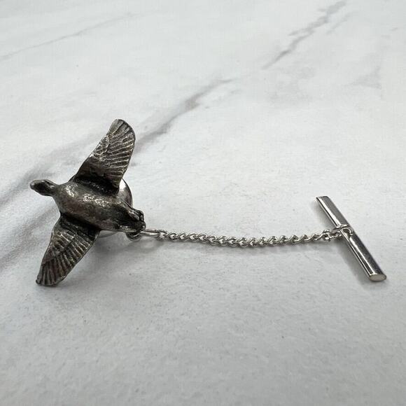 Silver Tone Flying Bird Lapel Tie Tack Pin - Picture 6 of 8